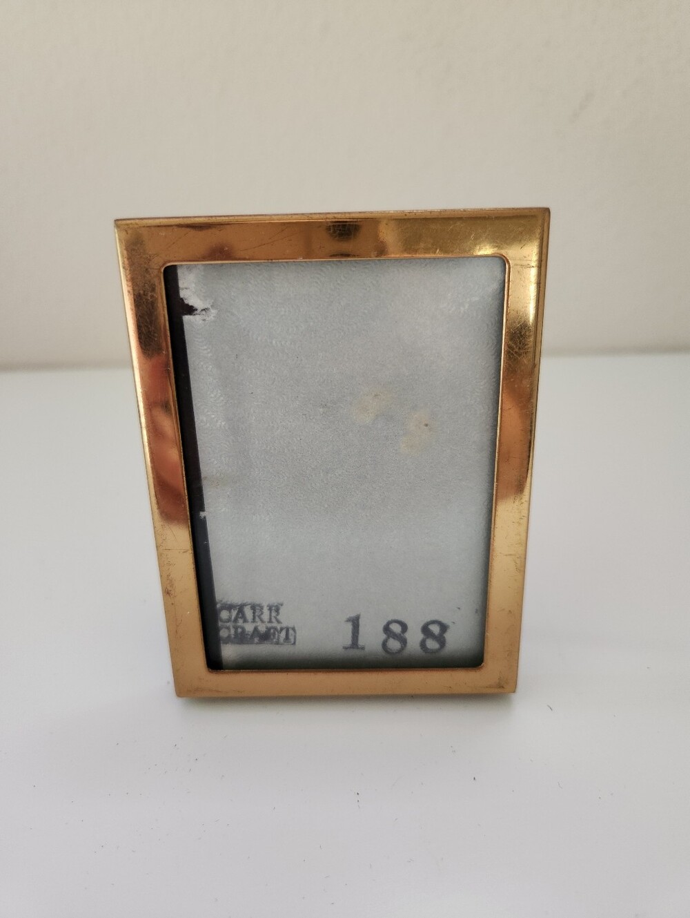 Vintage Gold Tone Mini Picture Frame Velvet Back Small Desk Frame